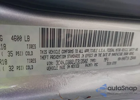 2018 Jeep Compass Altitude 4X4 from USA, damaged, VIN 3C4NJDBB2JT313502